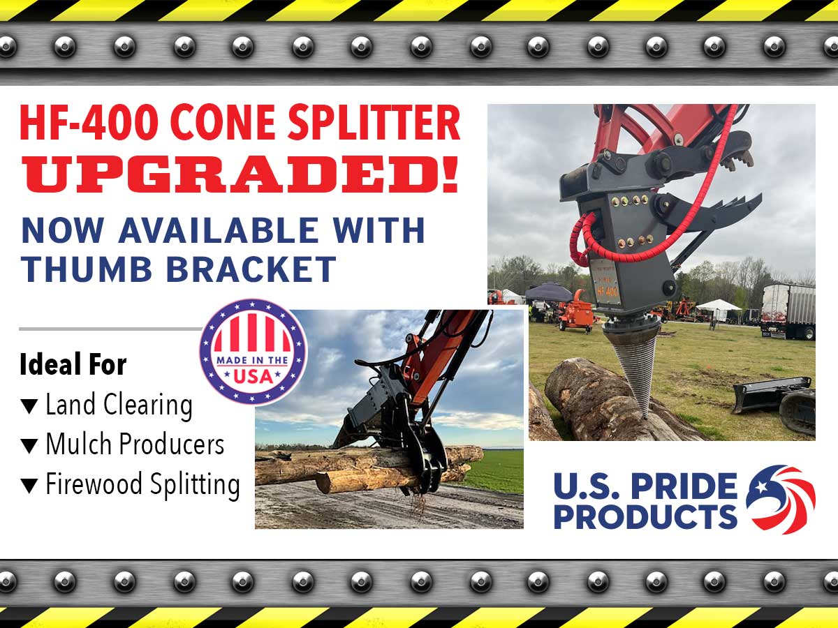 HF-400 Cone Splitter With 2 Speed Motor & Thumb Bracket Option